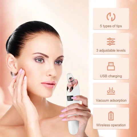 5 in 1 Electric Blackhead Acne Oil Remover Vacuum Suction Face Pore Cleaner Machine